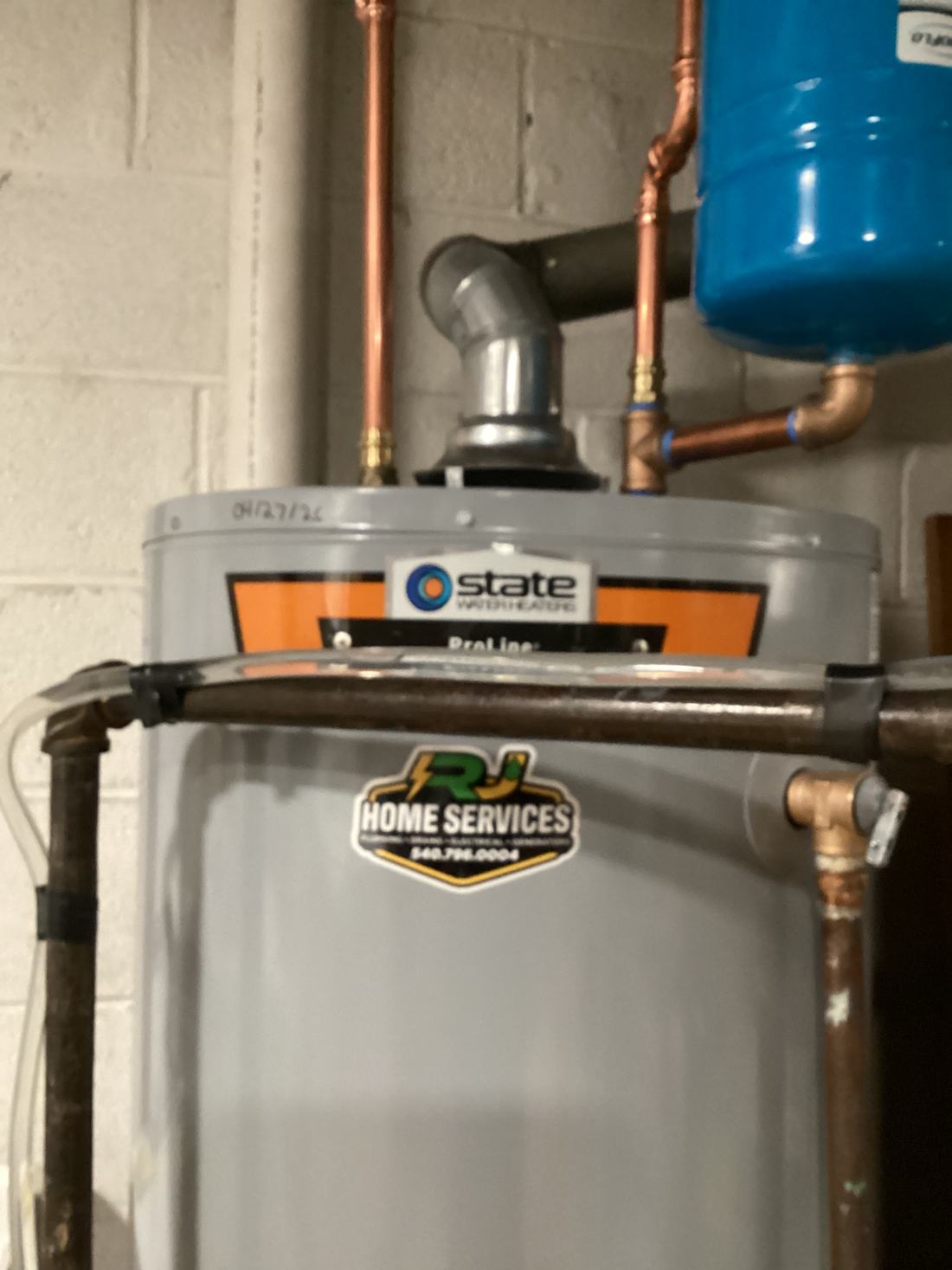 New tank water heater installed by RJ